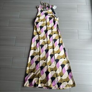 House of Harlow 1960 Purple and Green Ruffled Tiered Maxi Sundress